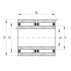 滾針軸承 NAO25X42X32-ZW-ASR1, 無(wú)擋邊，雙列