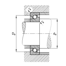 推力角接觸球軸承 BSB045100-T, 單向，接觸角 α = 60°，限制公差