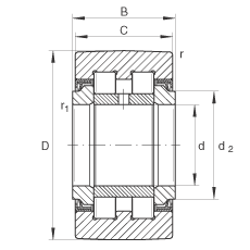 支撐型滾輪 PWTR3072-2RS, 滿裝滾子，軸向引導(dǎo)，兩側(cè)唇密封