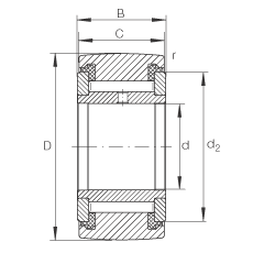 支撐型滾輪 NATV30-PP, 滿裝滾針，軸向引導(dǎo)，兩側(cè)用推力滑動墊圈