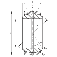 關(guān)節(jié)軸承 GE300-DO-2RS, 根據(jù) DIN ISO 12 240-1 標(biāo)準(zhǔn), 需維護，兩側(cè)唇密封