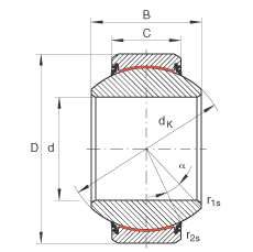 關(guān)節(jié)軸承 GE110-FW-2RS, 根據(jù) DIN ISO 12 240-1 標(biāo)準(zhǔn), 免維護，兩側(cè)唇密封