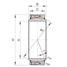 大的關節(jié)軸承 GE850-DW-2RS2, 根據(jù) DIN ISO 12 240-1 標準, 免維護，兩側(cè)密封