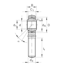 桿端軸承 GAKR8-PB, 根據(jù) DIN ISO 12 240-4 標準，帶右旋外螺紋，需維護