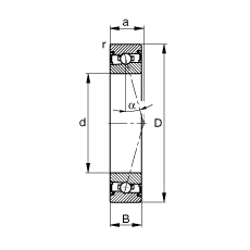 主軸軸承 HSS7016-C-T-P4S, 調節，成對安裝，接觸角 α = 15°，兩側唇密封，非接觸，加嚴公差