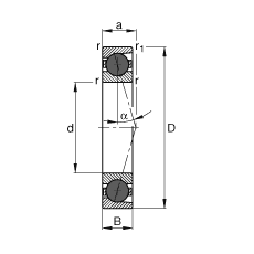 主軸軸承 HCB7207-C-T-P4S, 調節，成對或單元安裝，接觸角 α = 15°，陶瓷球，限制公差