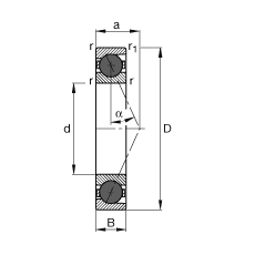 主軸軸承 HCB7021-E-T-P4S, 調節，成對或單元安裝，接觸角 α = 25°，陶瓷球，限制公差