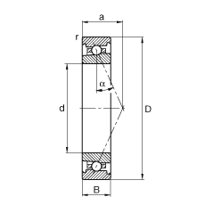 主軸軸承 HS71904-E-T-P4S, 調節，成對或單元安裝，接觸角 α = 25°，限制公差