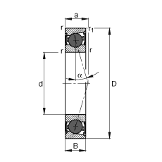 主軸軸承 HCB7215-C-2RSD-T-P4S, 調節，成對或單元安裝，接觸角 α = 15°，陶瓷球，兩側唇密封，非接觸，限制公差