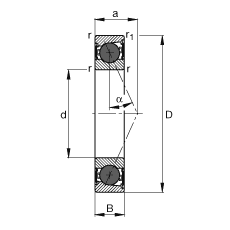 主軸軸承 HCB71920-E-2RSD-T-P4S, 調節，成對或單元安裝，接觸角 α = 25°，陶瓷球，兩側唇密封，非接觸，限制公差