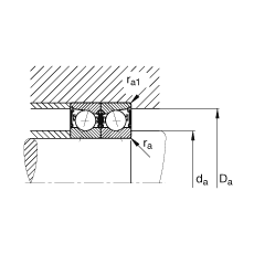 主軸軸承 B7012-E-2RSD-T-P4S, 調節，成對安裝，接觸角 α = 25°，兩側唇密封，非接觸，限制公差